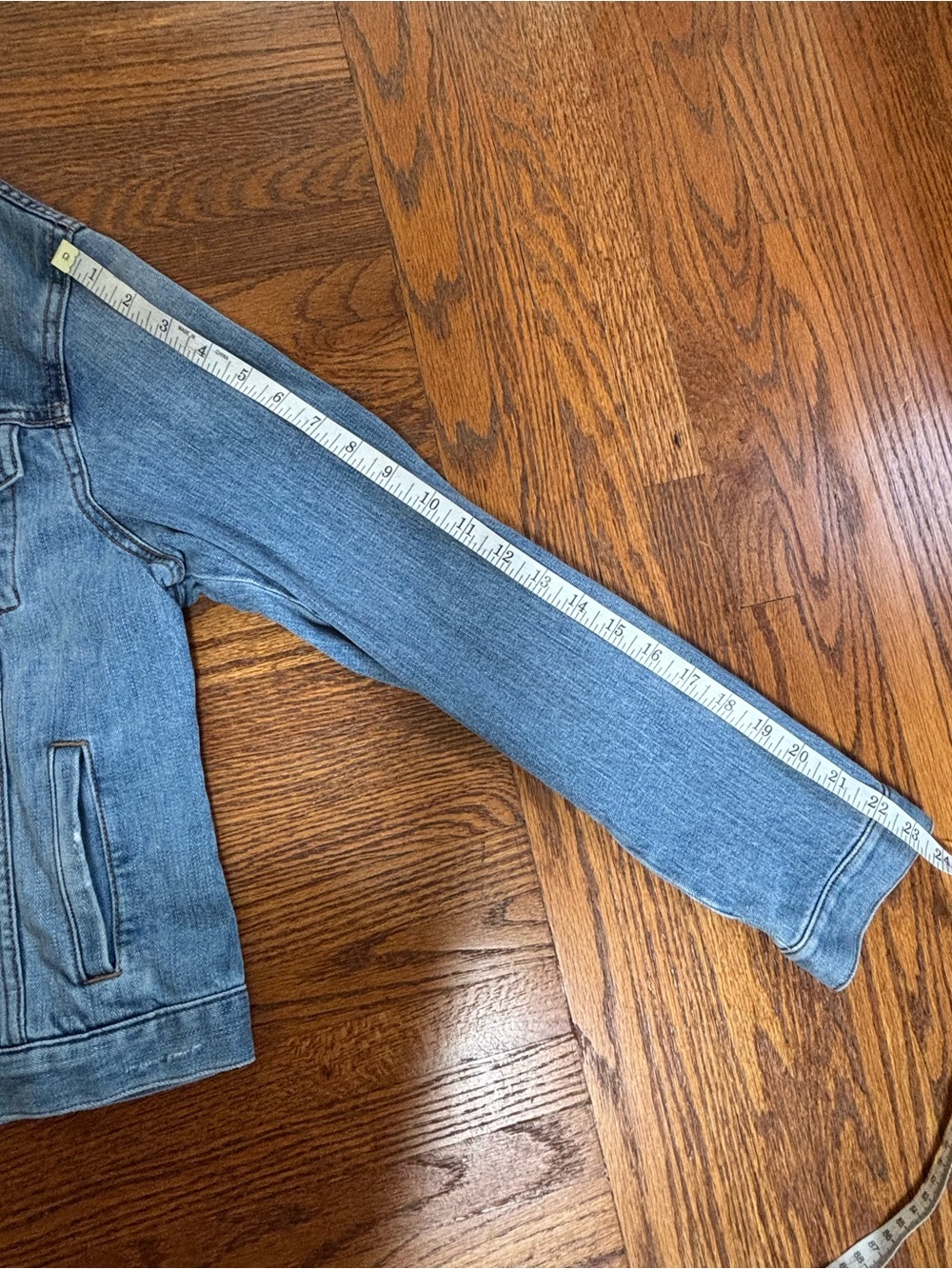 LOFT Light Blue Denim Jacket with Frayed Collar - Picture 4 of 7